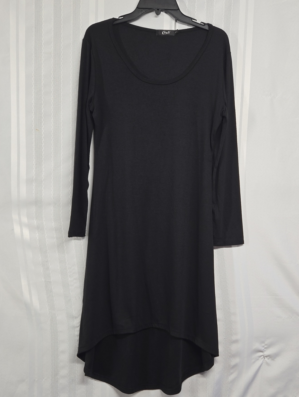 CRETI BLACK LONGSLEEVE HILOW MAXI DRESS SIZE LARGE